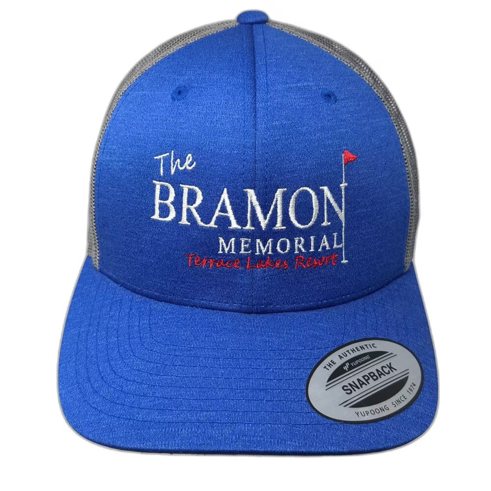 Team 365 Trucker Hat Blue Gray OS Embroidered Golf Bramon Memorial Adjustable